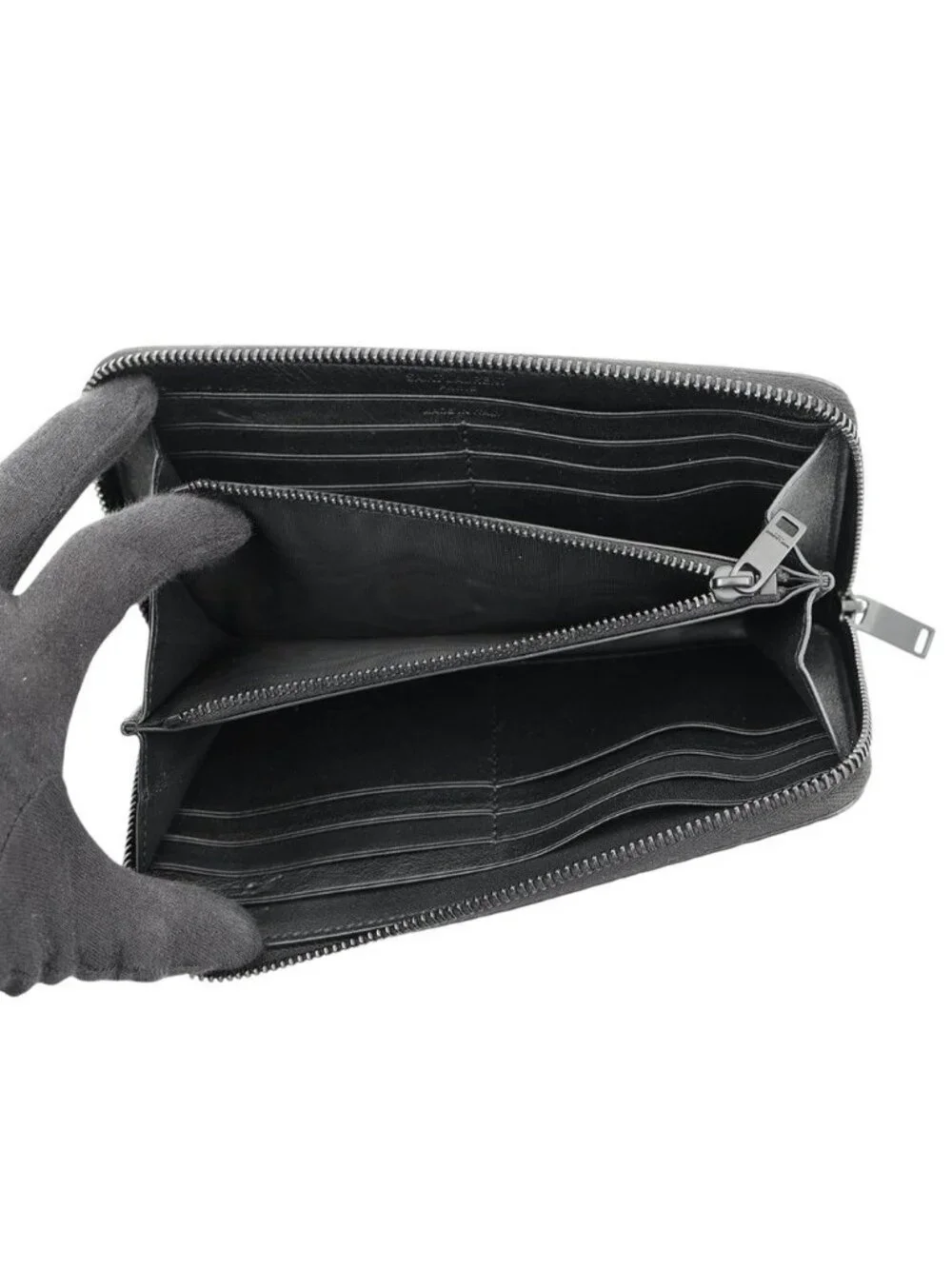 Saint Laurent Paris Wallet le Monogram Zip Around Leather Black - Picture 4 of 9